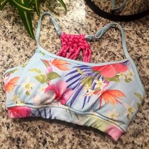 Tropical Light Blue Sports Bra